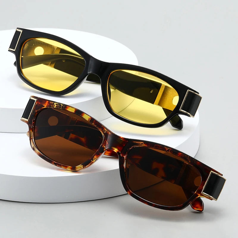 JNPCXI New Square Men Sunglasses Fashion Leopard Tea Shades UV400 Women Trending Outdoor Sun Glasses