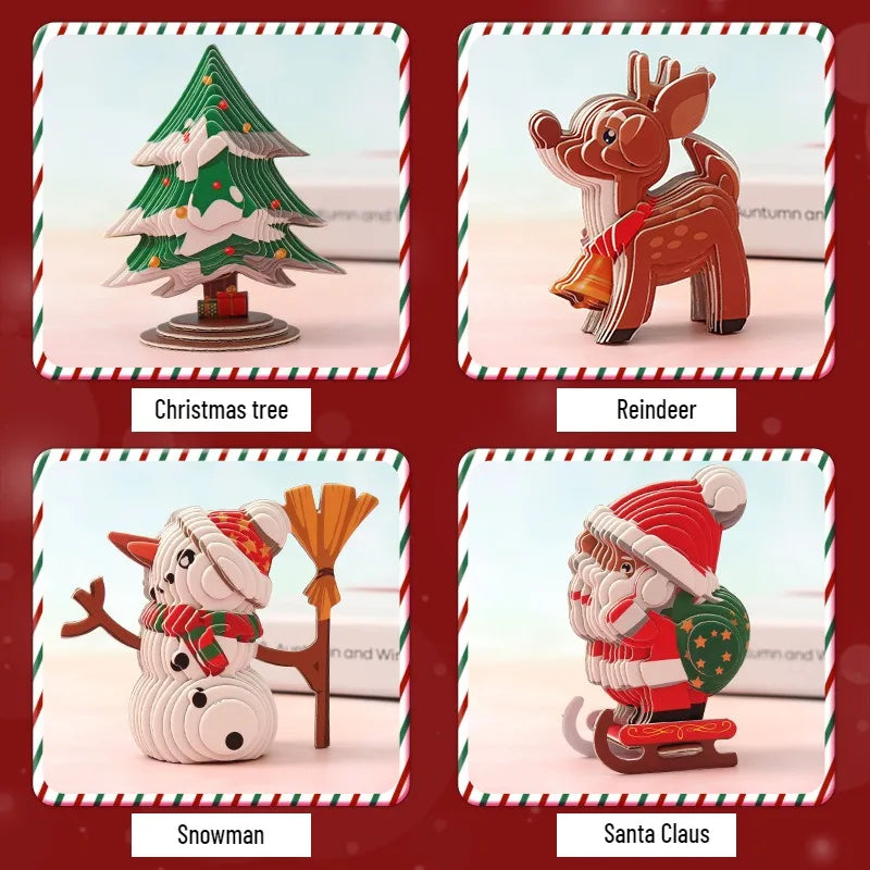 3D Merry Christmas Puzzle Children's Paper Christmas DIY Advanced Puzzle Enlightenment Kindergarten Toy Educational Toys