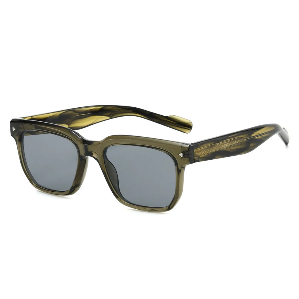 JNPCXI New Square Women Sunglasses Shades UV400 Fashion Clear Lens Frame Retro Rivet Men Sun Glasses