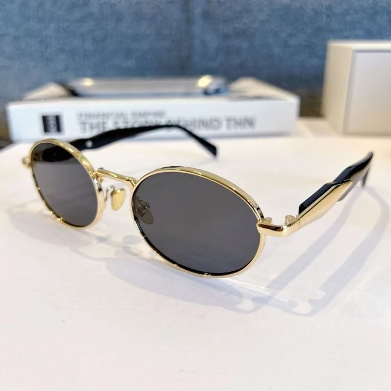 Vintage Sunglasses for Women, UV400 Metal Oval Frame Retro Shades