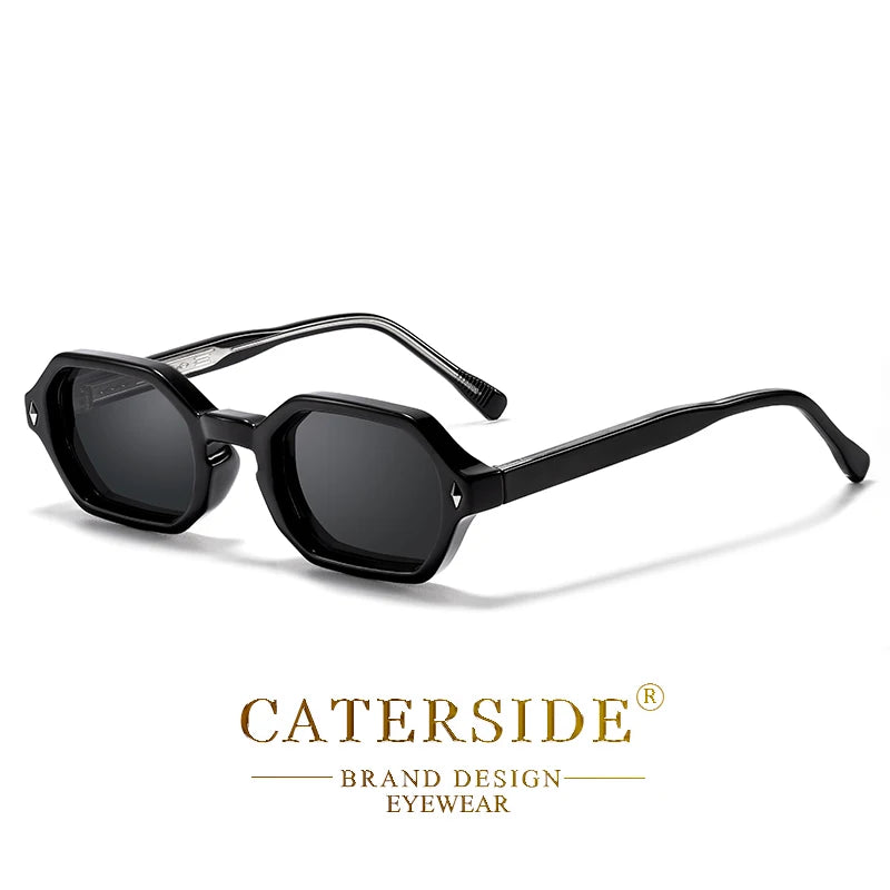 CATERSIDE Fashion Polygon Sunglasses Men Small Frame Gradient Lens Sun Glasses for Summer Beach Party Ideal Choice for Gifts