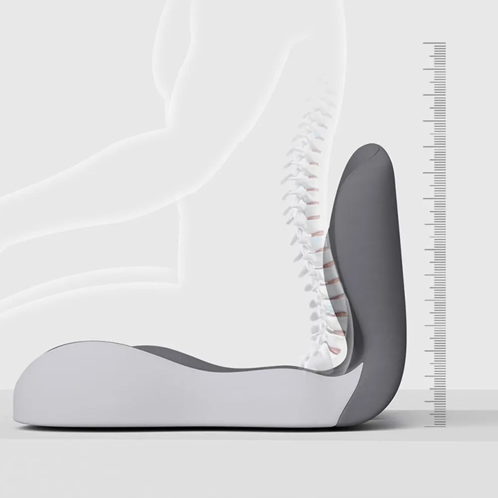 Grey Memory Foam L-Shaped Integrated OfficeChair Cushion Lumbar Support Car Seat