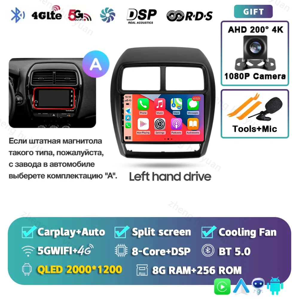 For Mitsubishi ASX 1 2016 - 2023 Android 15 CarPlay Auto Car Radio Multimedia Video Player Navigation stereo GPS carplay+auto