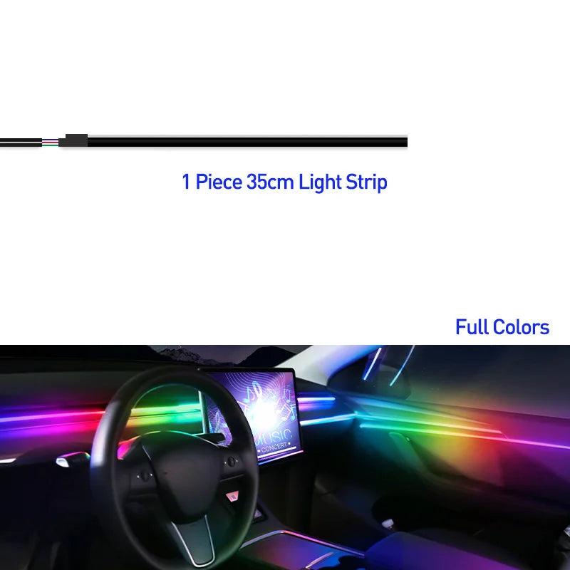 18 in 1 Car Ambient Light 64 Color Acrylic Strips 110cm 90cm 75cm 35cm 20cm Full Colors RGB Car Interior Bluetooth App Control