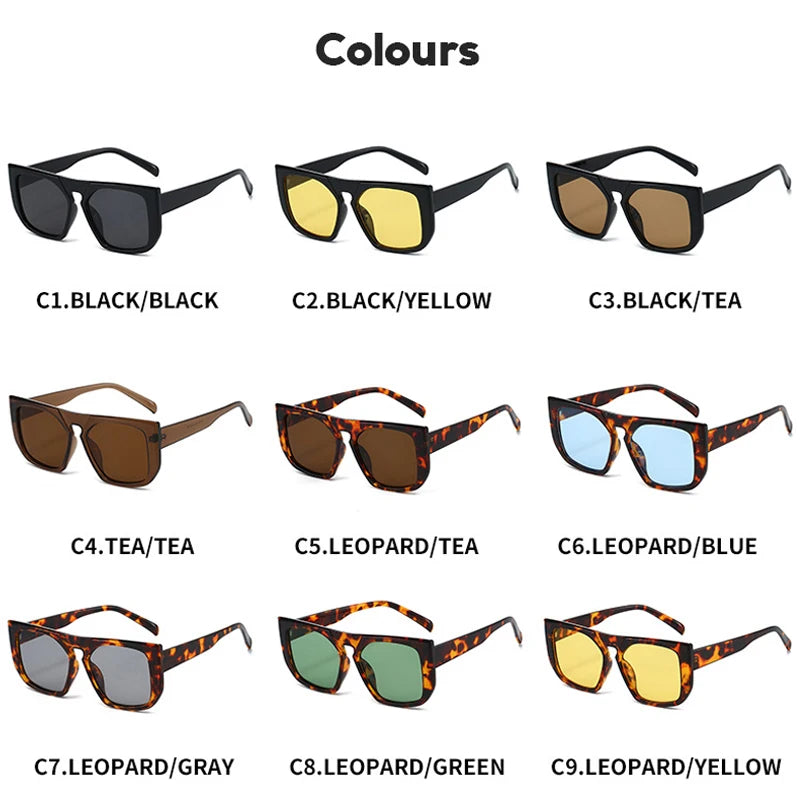 JNPCXI New Fashion Square Sunglasses Women Retro Leopard Green Shades Men Trending Sun Glasses UV400