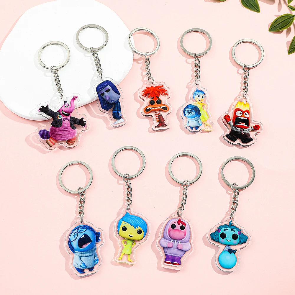 inside out Anime Keychain - Joy Anger Sadness Happiness Five Emotions Character Backpack Jewelry Accessory for Men & Women