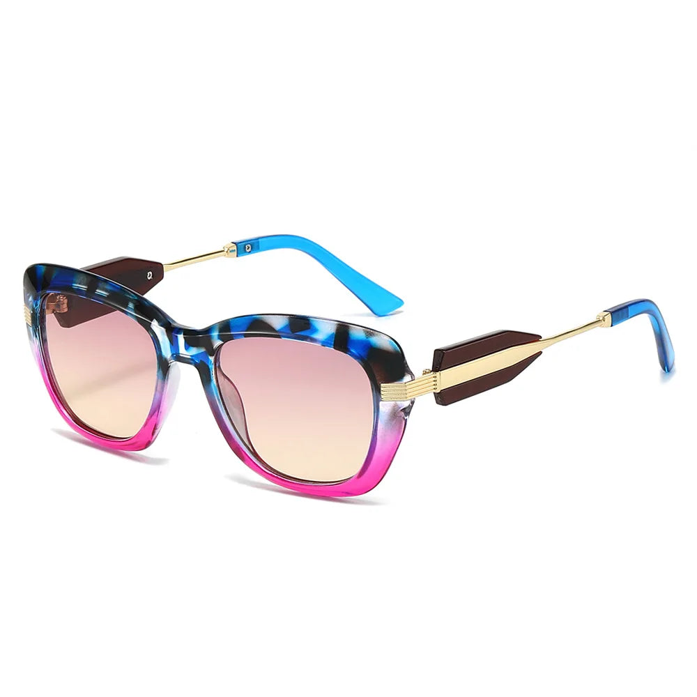 JNPCXI New Fashion Cat Eye Women Sunglasses Retro Green Colorful Gradient Shades UV400 Men Trending Sun Glasses