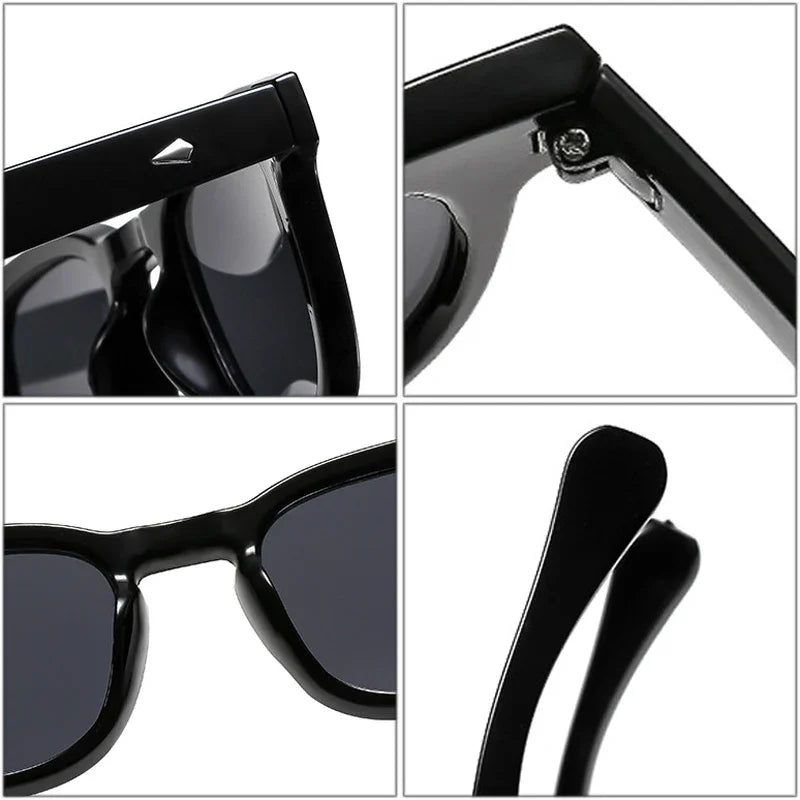 JNPCXI New Fashion Women Sunglasses Square Rivets Retro Orange Black Shades UV400 Clear Lens Frame