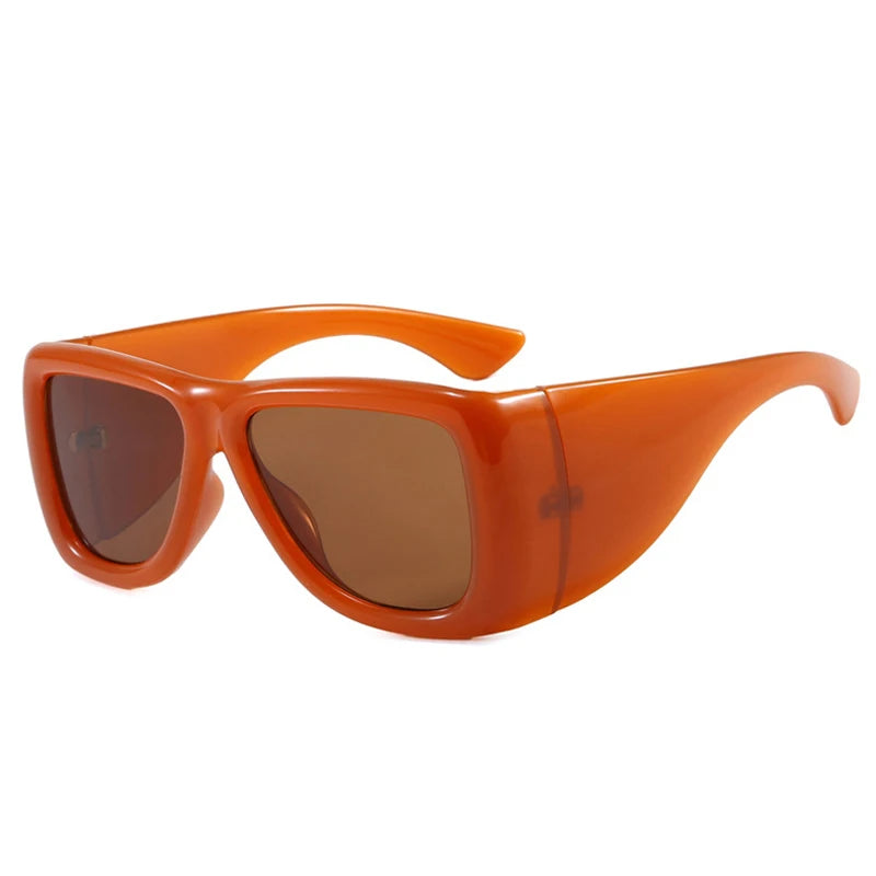 JNPCXI New Oversized Square Jelly Color Sunglasses Women Fashion Wide Legs UV400 Retro Men Trending Punk Outdoor Sun Glasses