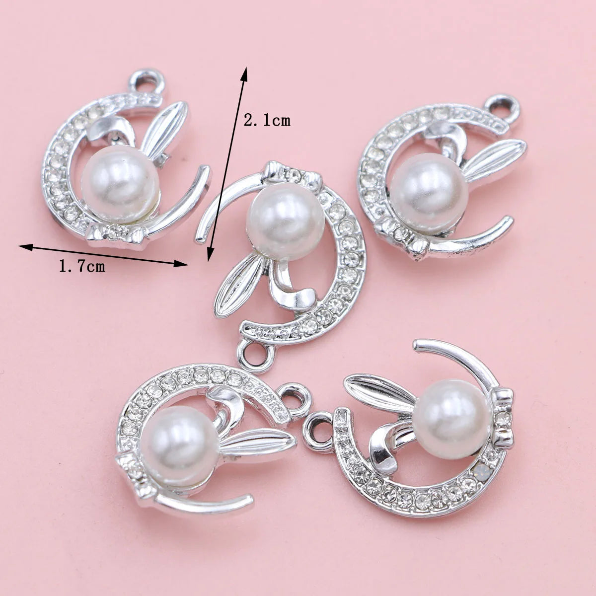 10Pcs Silver Plated Crystal Rabbit Charm Pendant for Jewelry Making Earrings Bracelet Necklace Accessories DIY