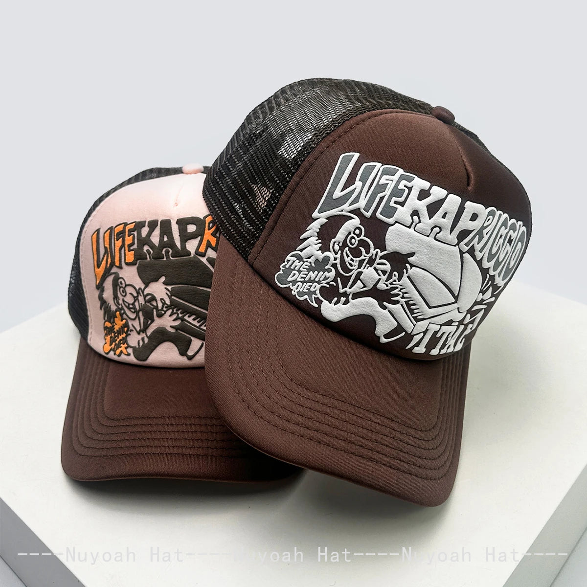 New Unisex Japanese 3D Printed Letter Baseball Hats Sunshade Personal Breathable Hip-hop Trucker Caps Color Block Versatile Mesh