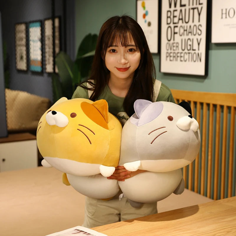 60cm Japanese Style Fat Cats Plush Toy Stuffed Animal Soft Hug Pillow Plushies Cat Doll Room Decor Gift For Child Girl Washable