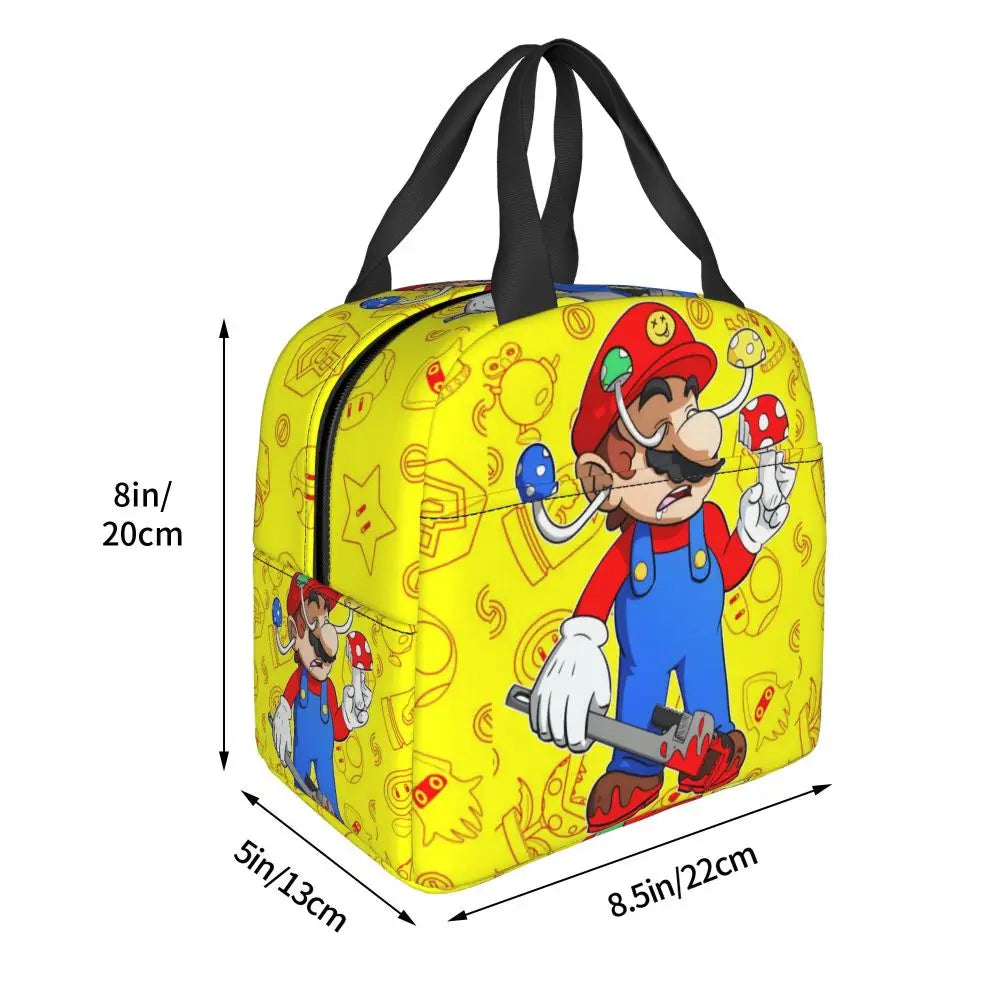 Custom Mario SuperBros Insulated Lunch Bag Reusable Thermal Cooler Lunch Box M19