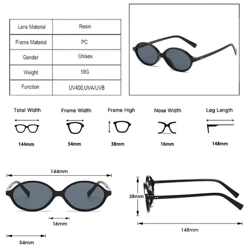 JNPCXI Fashion Small Oval Sunglasses Women Retro Punk Rivets Men Shades UV400