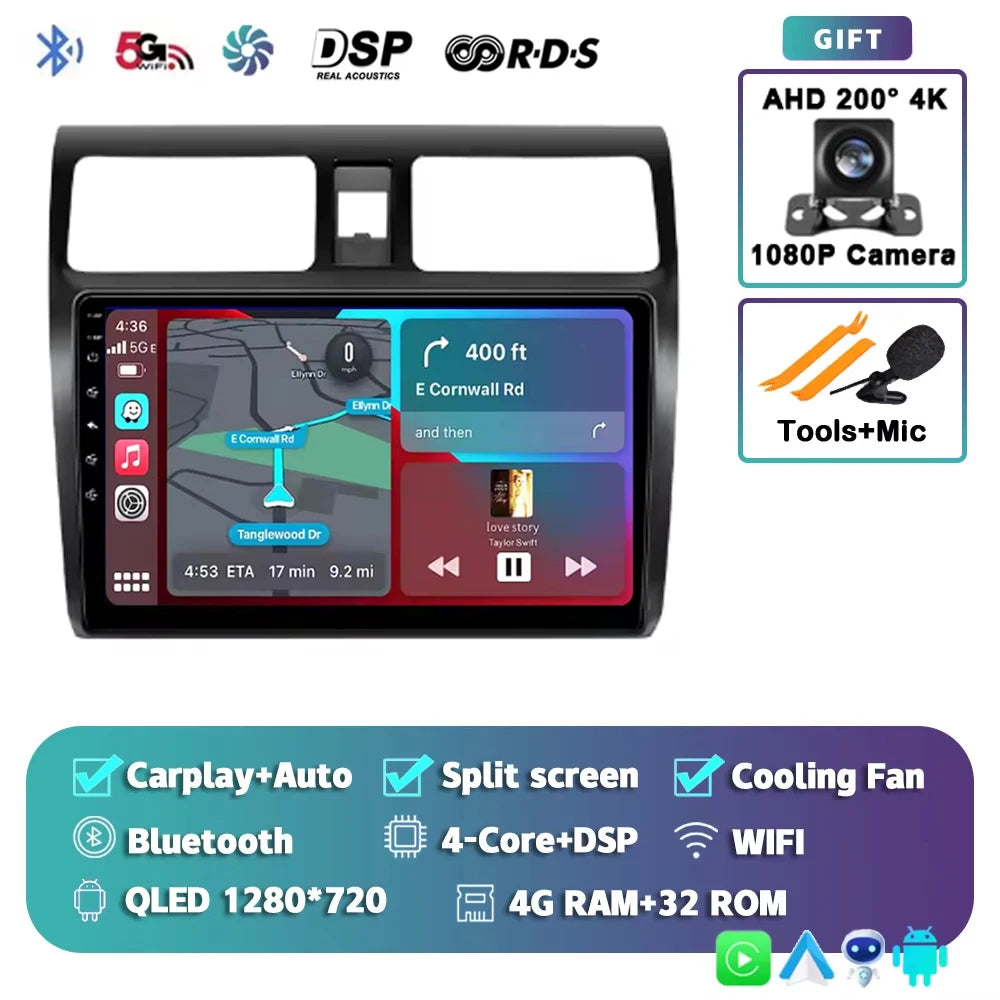 Android 15 2K 12+256GB  For Suzuki Swift 2003 - 2010 Car Radio Multimedia Video Player wireless Carplay Android Auto GPS stereo