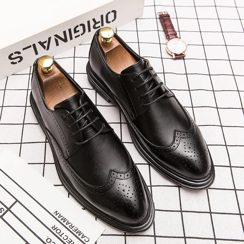 High Quality Brogues Leather Shoes Men Classic Men's Dress Shoes Formal Office Wedding Shoes For Men Casual Business Shoes