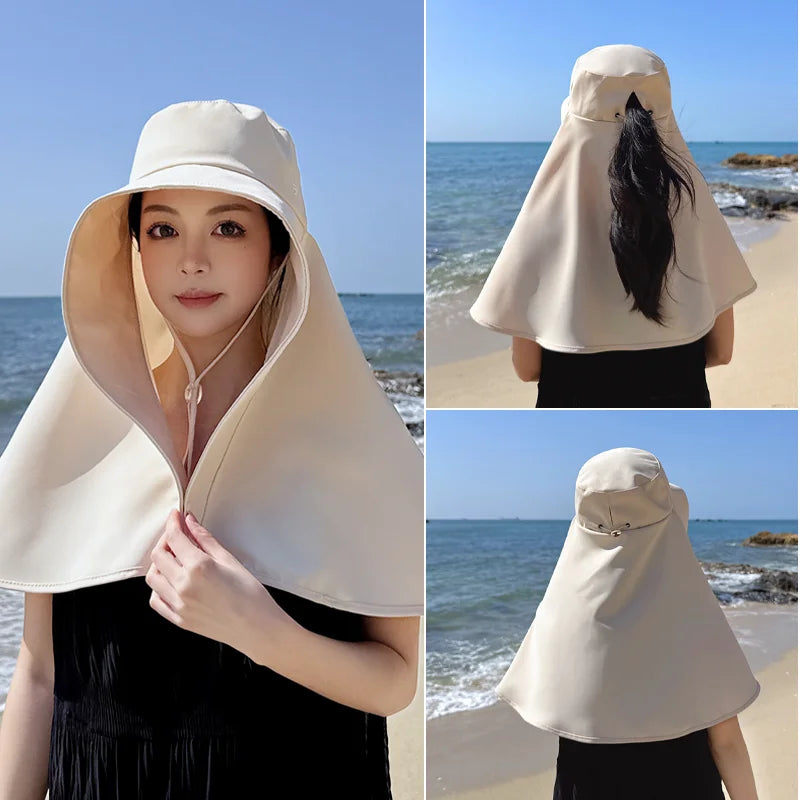 8517New shawl neck protective sunshade hat children summer outdoor riding face sunscreen fisherman hat