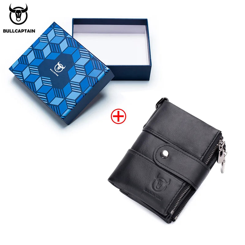 BULLCAPTAIN Men's Genuine Leather Wallet Rfid Function High Quality Leather Fashion Chain Multifunctional Men's Pocket Wallet
