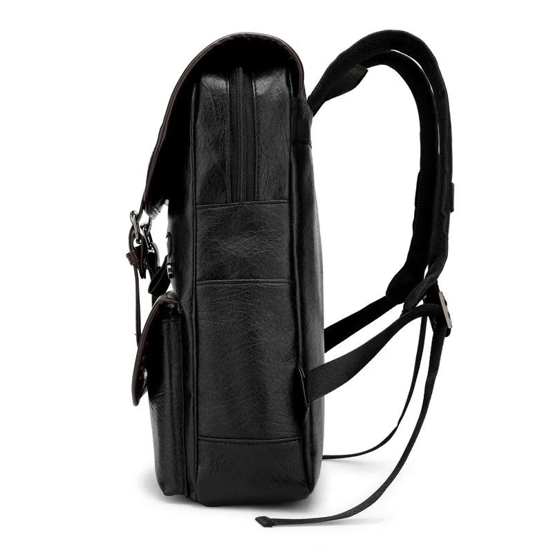 Dark Brown Vintage PCLeather Backpacks School Travel, Casual PU Leather Men Bags