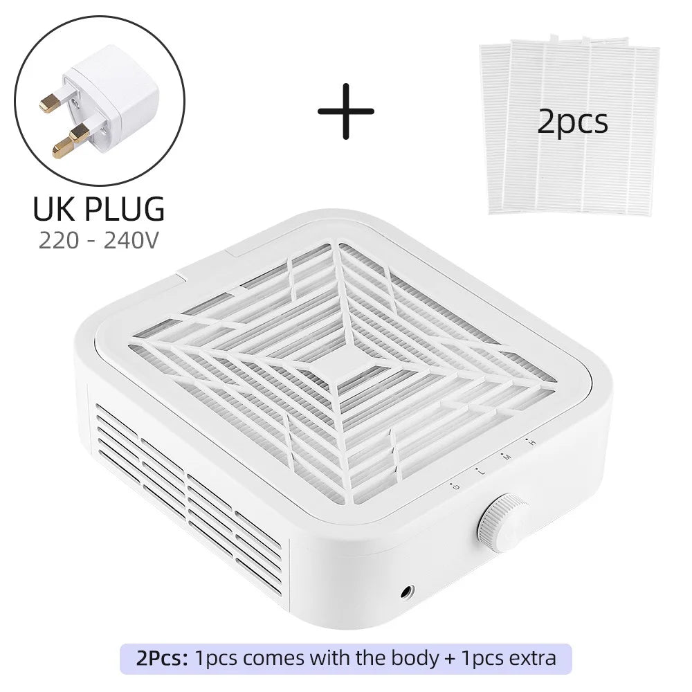120W Powerful Nail Dust Collector With 2 Filter Super Suction Brushless Nail Dust Extractor Nail Art Manicure Fan Vacuum Cleaner