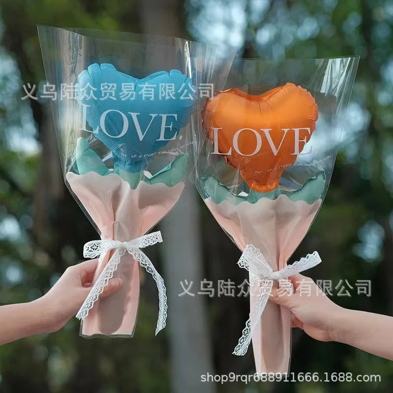 1/5pcs Love Heart Rose Shaped Bouquet Balloon Mother's Day Balloons Birthday Wedding Decors