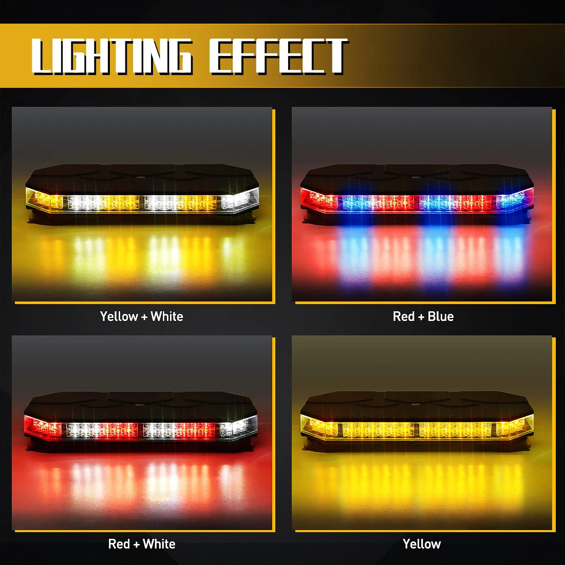 12V 24V Car Roof Top Strobe Lights Emergency Warning 42 LED Safety Magnetic Mount Smart Controller For Truck Ambulance Snow Plow