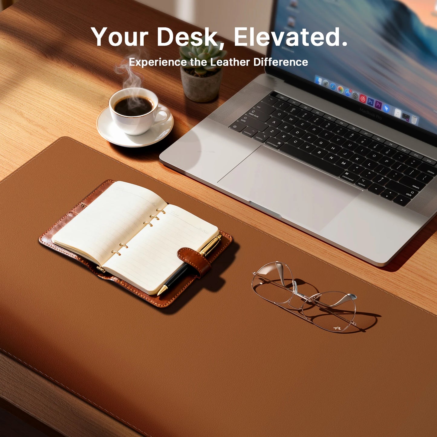 Desk Pad Protector, Mouse Pad, Office Desk Mat, Non-Slip with Stitched Edges PU Leather Desk Blotter for Office Home School