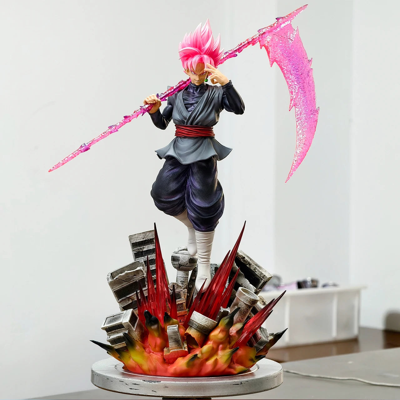 JT Statue 44.5cm/17.52inch Dragon Ball Z Zamasu Figure Led Base Black Goku Super Saiyan Action Figure Collection Model Toys Gift