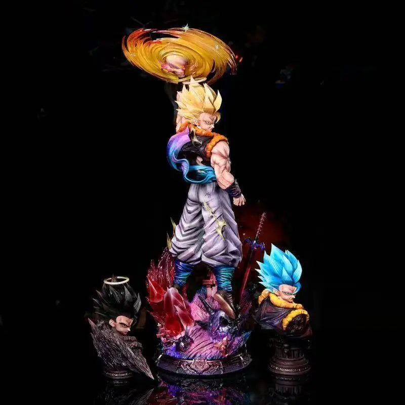 JT Statue 45cm/17.72inch Dragon Ball Z Gogeta Figure 3 Heads Replace Super Saiyan Action Figure Collection Model Toys Gifts