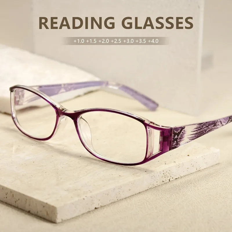 4 Sets of Women's Hollow Flower Small Frame Reading Glasses +1.0~+4.0