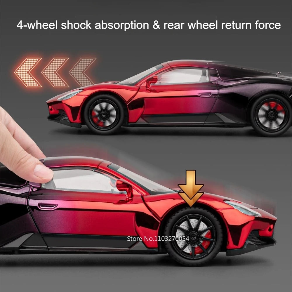 1:24 MC20 PAGANI Huayra Alloy Supercar Model Diecast Toys Four Wheel Suspension Sound Light Pull Back Vehice Children's Day Gift