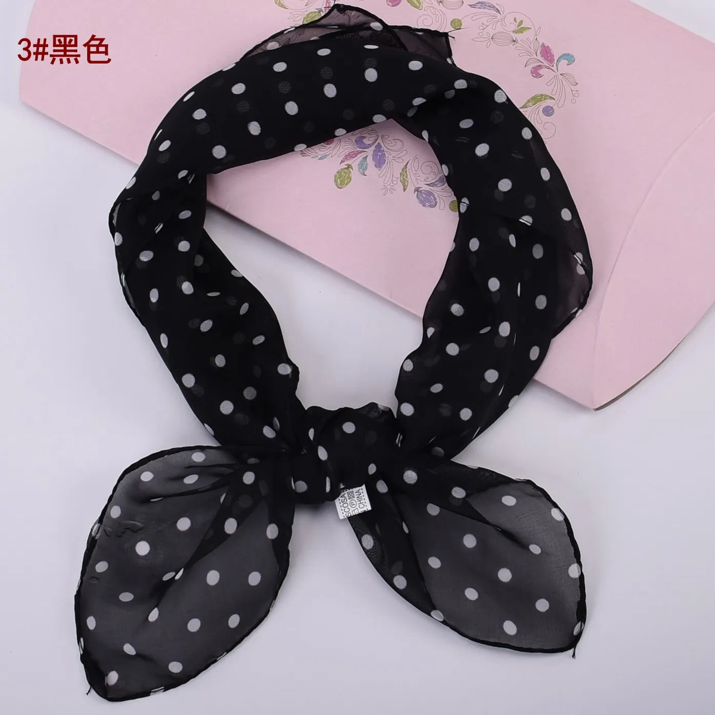 Spring/Summer Season 65 * 65 Elegant Retro Dot Small Square Scarf Lightweight and Soft Chiffon Scarf Soft and Breathable