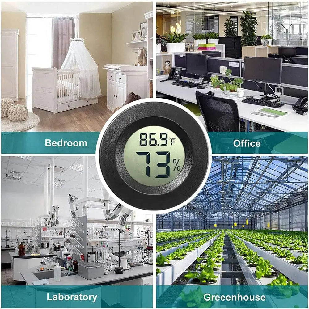 black Mini Hygrometer Thermometer Digital LCD Monitor Indoor/Outdoor Humidity Meter Gauge Temperature for Home