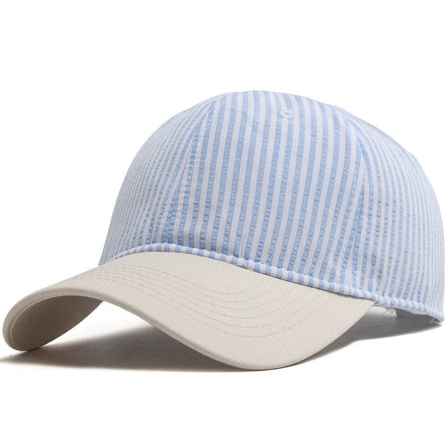 Striped Baseball Cap For Men Women Vintage Beige Brim Casual Soft Dad Hat Snapback Spring Summer Cap Visor Fashion Daily Wear