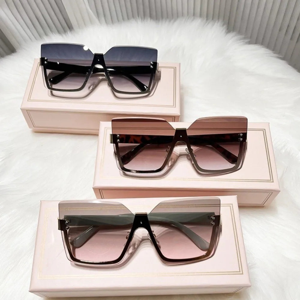 Half-frame Metal Sunglasses Fashion Slim Women's Sunglasses Anti-uv Glasses