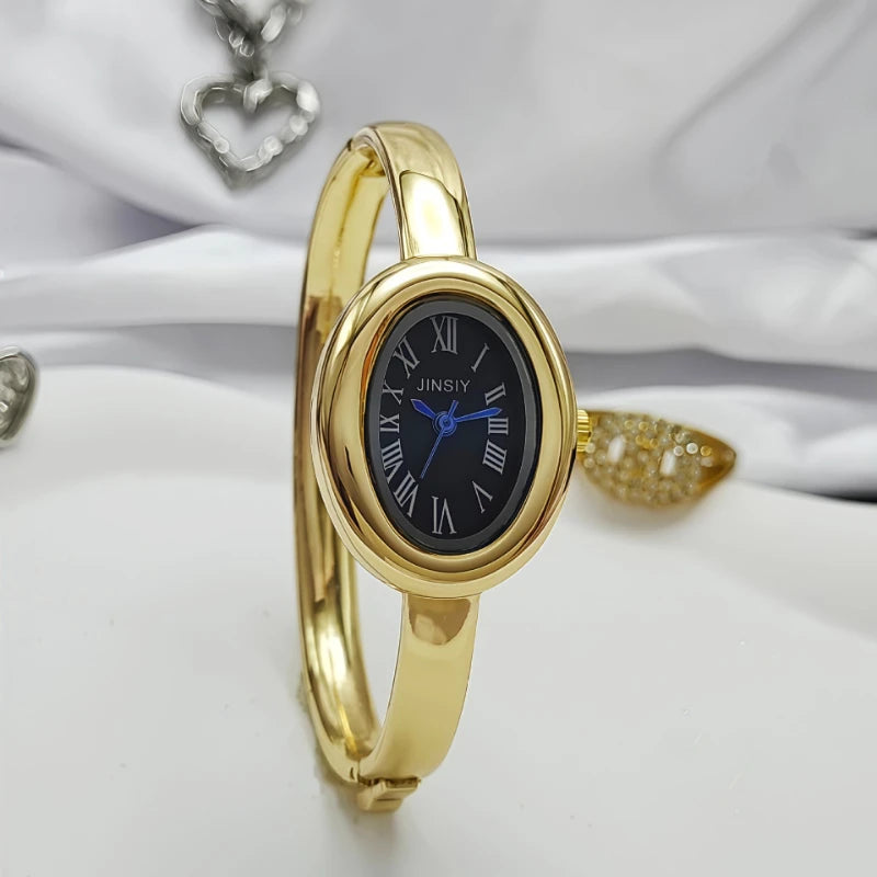 Luxury Gifts Gold Quartz Watch Famous Brand Women Bracelet Watches Fashion Oval Bathtub Shaped Wristwatches Dropshipping Clock
