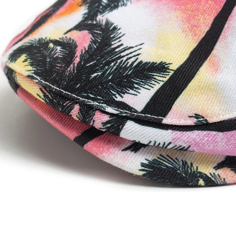 Vacation Style Men Women Beret Summer Fashion Print Cotton Soft Top Beach Visor Hat Casual Painter Berets Unisex Adjustable