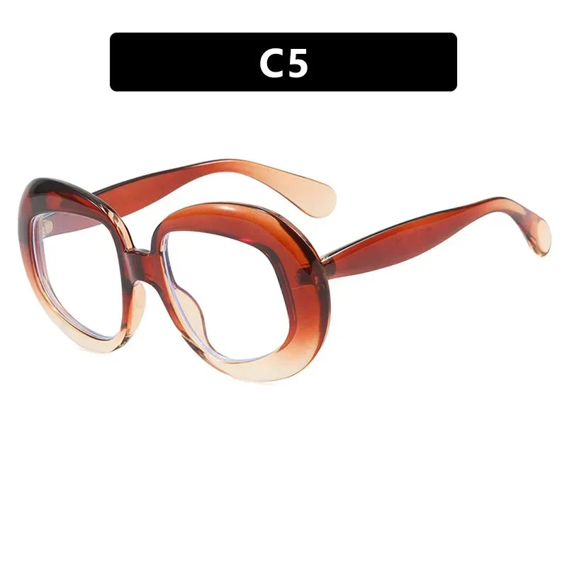 JNPCXI Vintage Round Spectacle Frame Women Luxury Oval Anti Blue Light Glasses Frame Retro Fashion Men Sunglasses