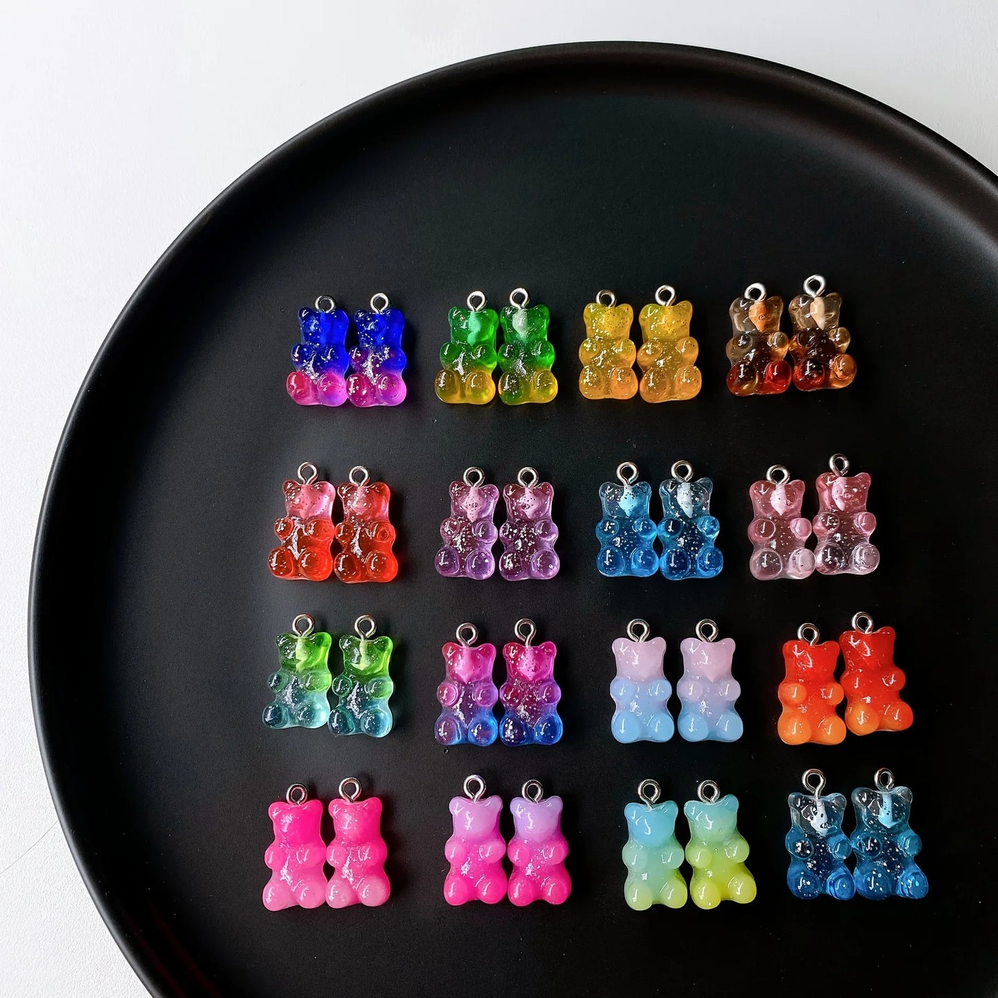 20pcs Colorful Transparent Bear Charms, Animal Pendants for Jewelry Making DIY Handmade Earrings Necklace Key Chain Accessories