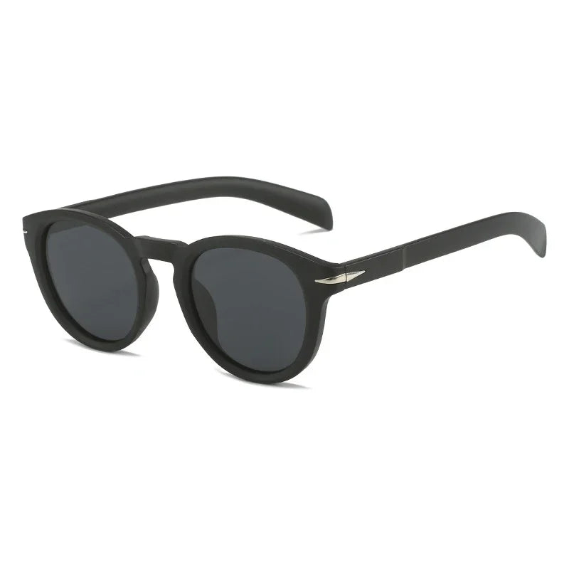 JNPCXI Retro Round Men Polarized Sunglasses Shades UV400 Fashion Brand Designer Matte Blue Women Rivets Sun Glasses