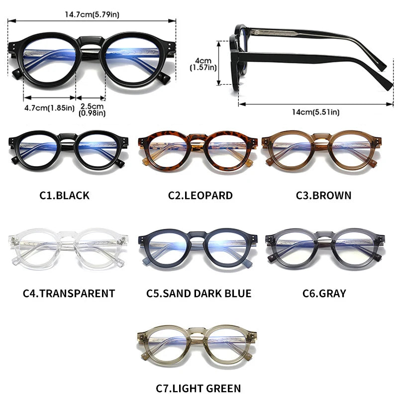 JNPCXI Vintage Round TR90 Glasses Frame Women Leopard Fashion Clear Anti-Blu-Ray Lens Eyewear Men Optical Frame