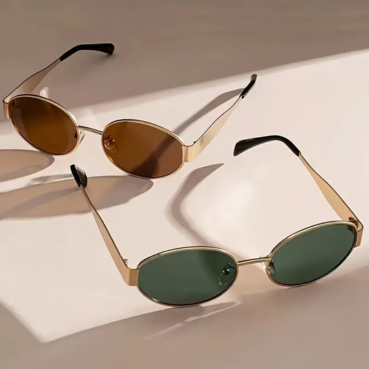 2 Pairs of Unisex Y2K Oval Frame Retro Fashion Glasses Suitable for Parties Shopping Outfit Matching Daily Use