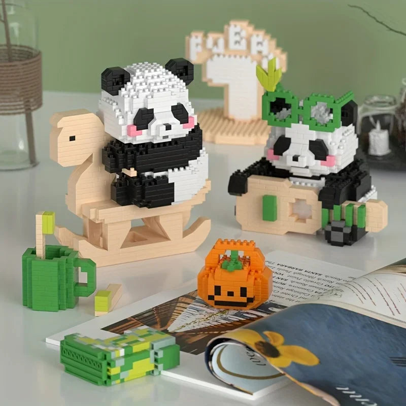 Cute Panda Building Blocks: Creative Series  Educational Toys Model Decoration