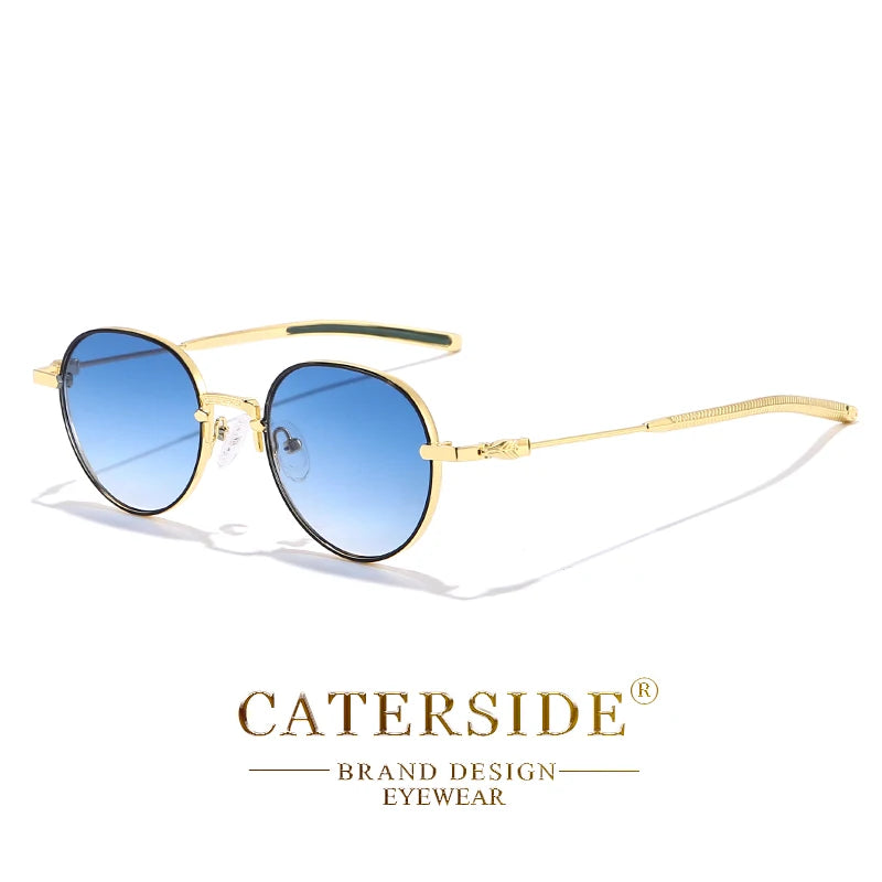 CATERSIDE Classic Retro Round Sunglasses Men's Small Frame Metal Luxury Brand Design Women's Sun Glasses Travel Party Punk Style