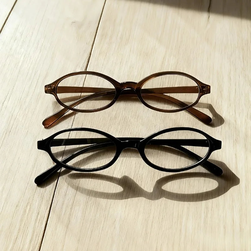 2 Pieces of Oval Small Frame Transparent Lens Glasses Y2K Retro Fashion Glasses