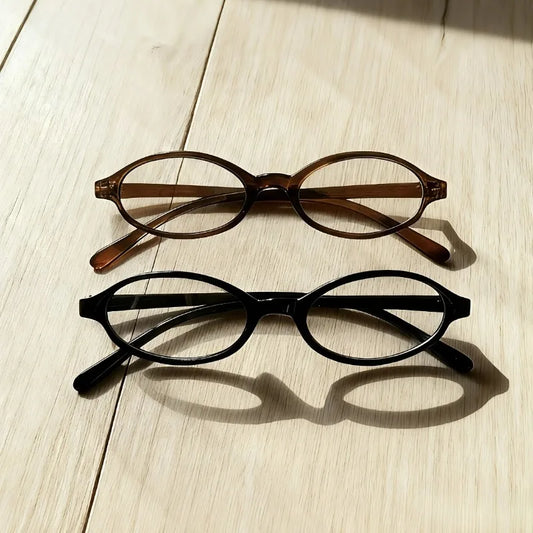 2 Pieces of Oval Small Frame Transparent Lens Glasses Y2K Retro Fashion Glasses