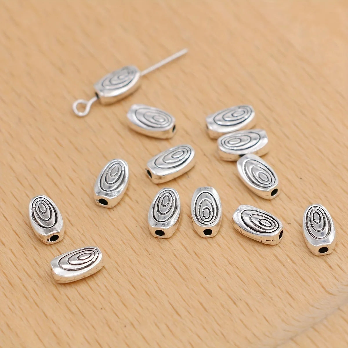 20Pcs Antique Silver Plated Oval Swirl Spacer Beads for Jewelry Making Bracelet Necklace DIY Accessories