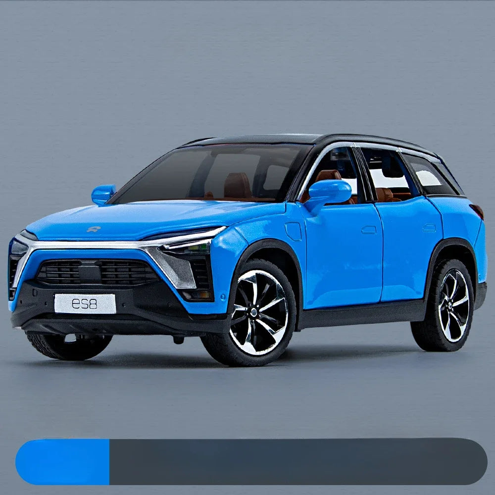 1:24 NIO ES8 L9 Alloy Miniature Toy Car Model Diecast Sound Light Pull Back Doors Opened New Energy Vehicles Collection Kids Toy