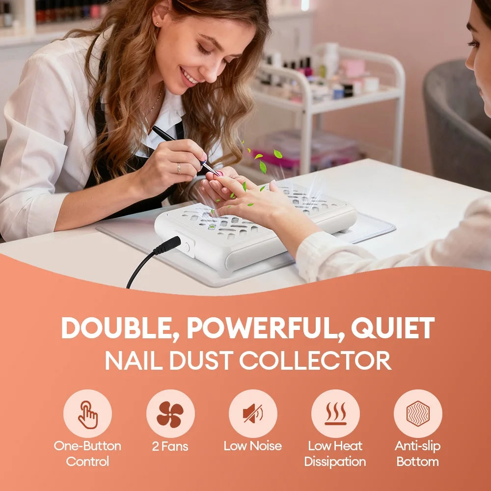 4000RPM Dual Fans Nail Dust Extractor Powerful Twin Turbo Vacuum Nail Dust Collector Low Noise Vacuum Cleaner Fan With Filter