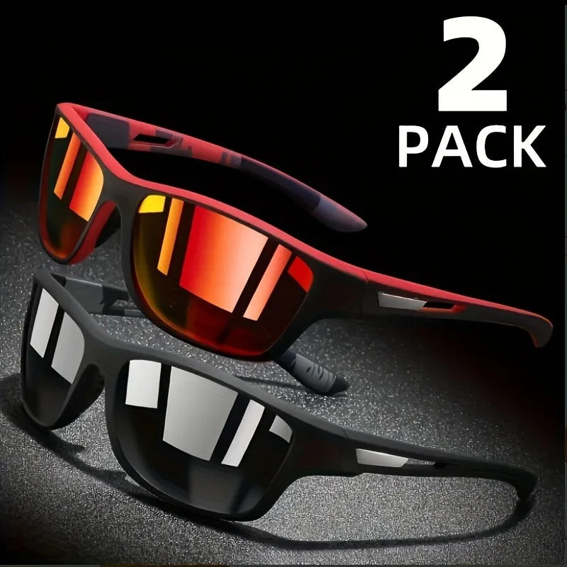 2 Pieces of Men's Square Fashionable Glasses with Comfortable PC Frame Casual Decoration Daily Fashionable Glasses